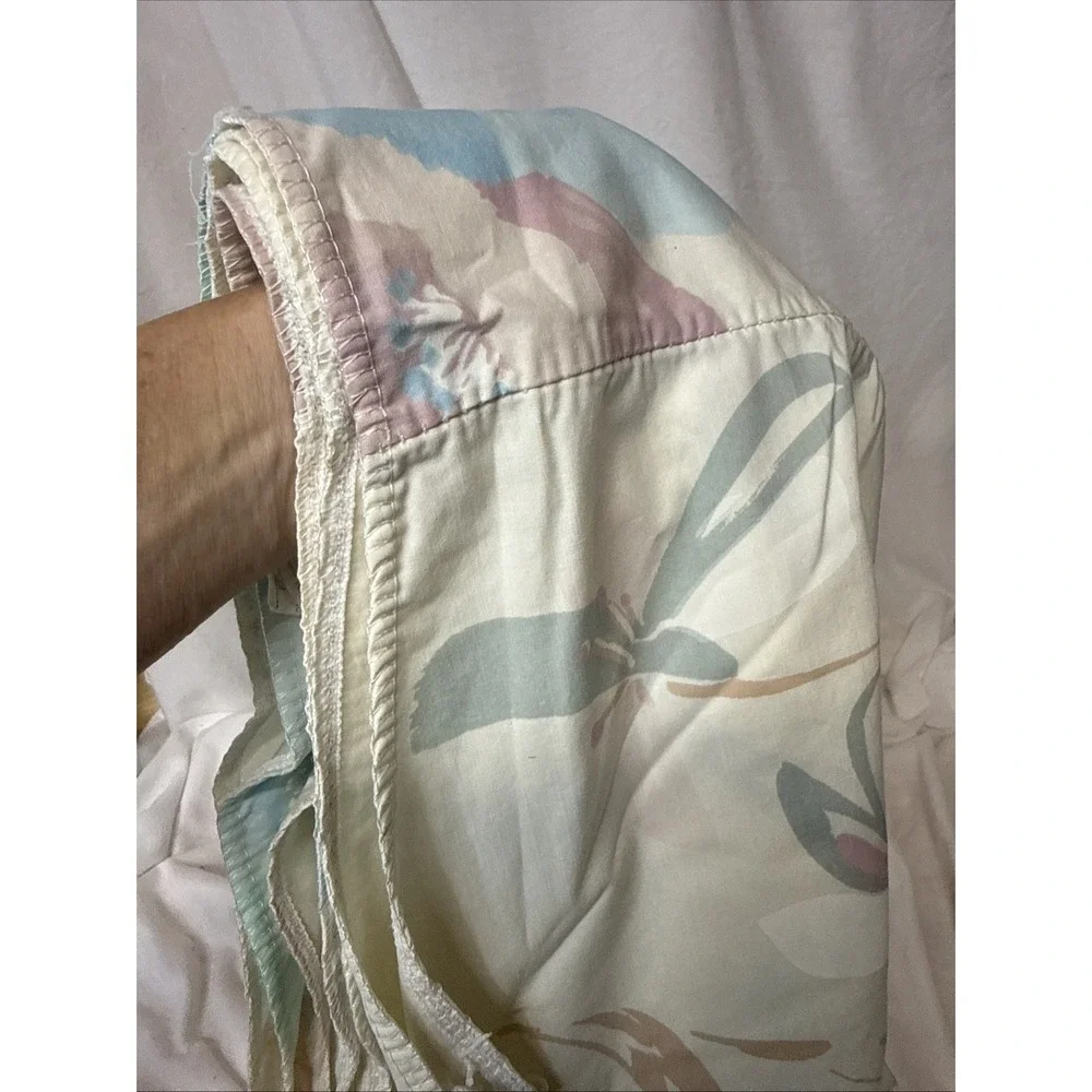 Vintage Springmaid Fitted Sheet Queen Watercolor Pastel Floral 80s Grannycore